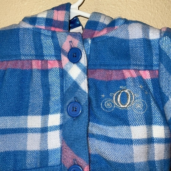 Disney Princess Cinderella plaid button jacket coat with hood Girls Sz 12 months - Picture 2 of 5